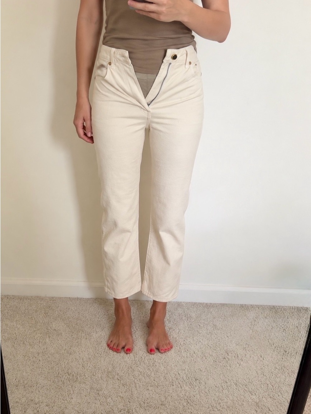 KHAITE Cream Straight-Leg Women's Jeans